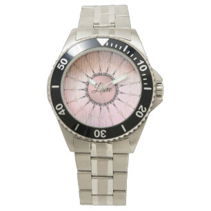 Vintage Mandala on Peachy Pink Frosted Glass       Watch
