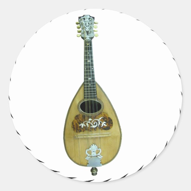 VINTAGE MANDOLIN-STICKER CLASSIC ROUND STICKER (Front)