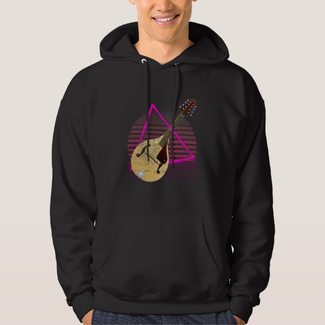 Vintage Mandolin Vaporwave 80s Aesthetic Musician Hoodie (Front)