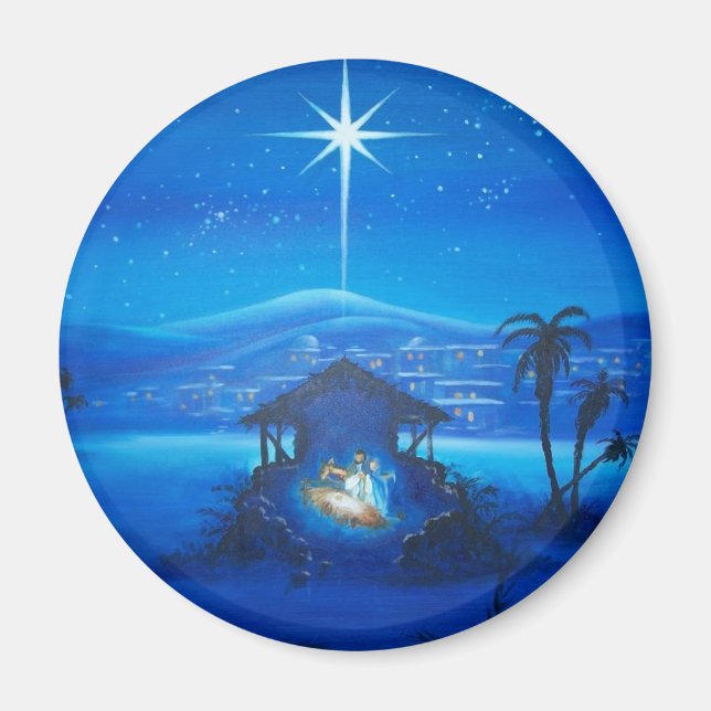 Vintage Manger Night Scene Magnet (Front)