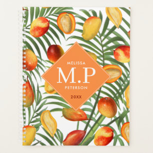 Vintage Mango & Greenery Summer Fruit Monogram Planner