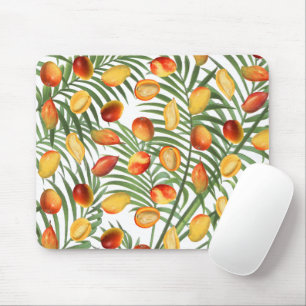 Vintage Mango & Greenery Summer Fruit Pattern Mouse Mat