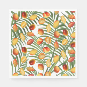 Vintage Mango & Greenery Summer Fruit Pattern Napkin