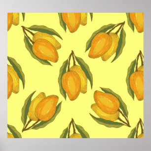 Vintage Mango: Tropical Hand-Drawn Pattern. Poster
