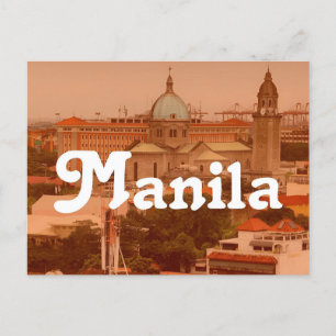 Vintage manila philippines Travel watercolor retro Postcard