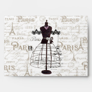 Vintage mannequin French typo Paris Eiffel Tower Envelope