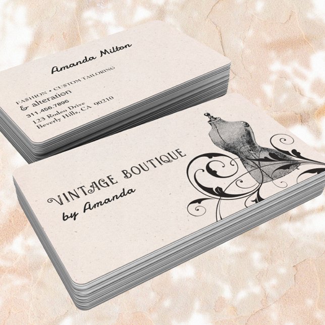 Vintage Mannequin Seamstress Fashion Sewing Busine Business Card (Creator Uploaded)