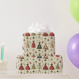 Vintage Mannequins Pattern Wrapping Paper