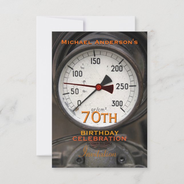 Vintage Manometer 70th Birthday Celebration Invitation (Front)