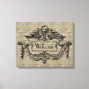 Vintage Mantle Welcome Canvas Print