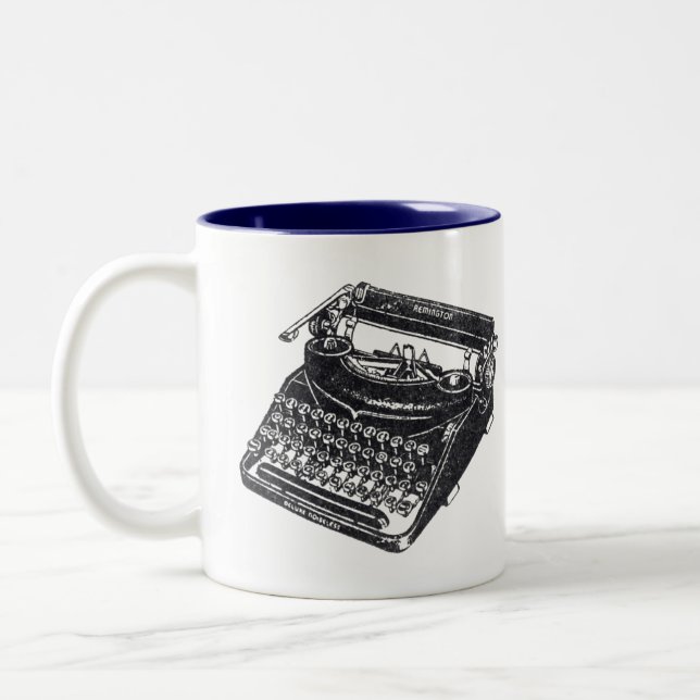 Vintage Manual Typewriter Writer Design Two-Tone Coffee Mug (Left)