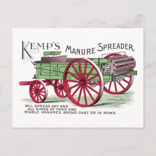Vintage Manure Spreader Machine Postcard (Front)