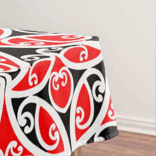 Vintage Maori New Zealand Tribal Art Pattern Tablecloth