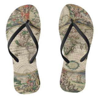 Vintage Map 1689 Flip Flops