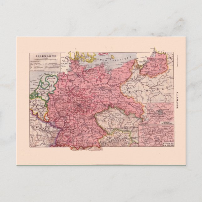 Vintage map, 1920,  Germany Postcard (Front)