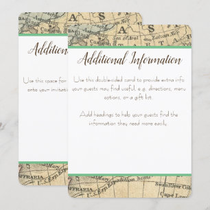 Vintage Map Additional Information Card