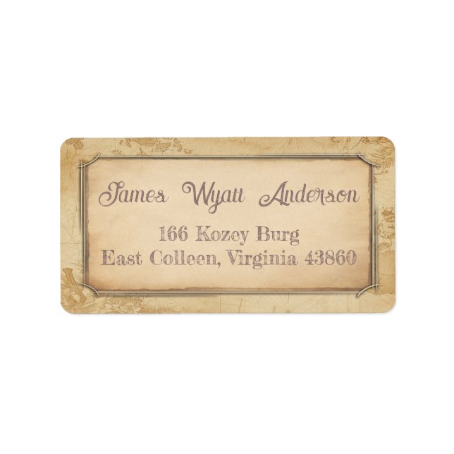 Vintage Map. Address / Shipping / Book Label (Front)