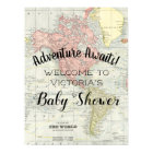 Vintage Map Adventure Awaits Baby Shower Sign