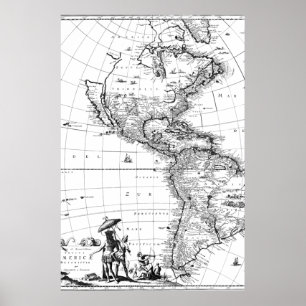 vintage map america north america poster