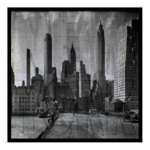 Vintage Map and Retro Photo of New York City