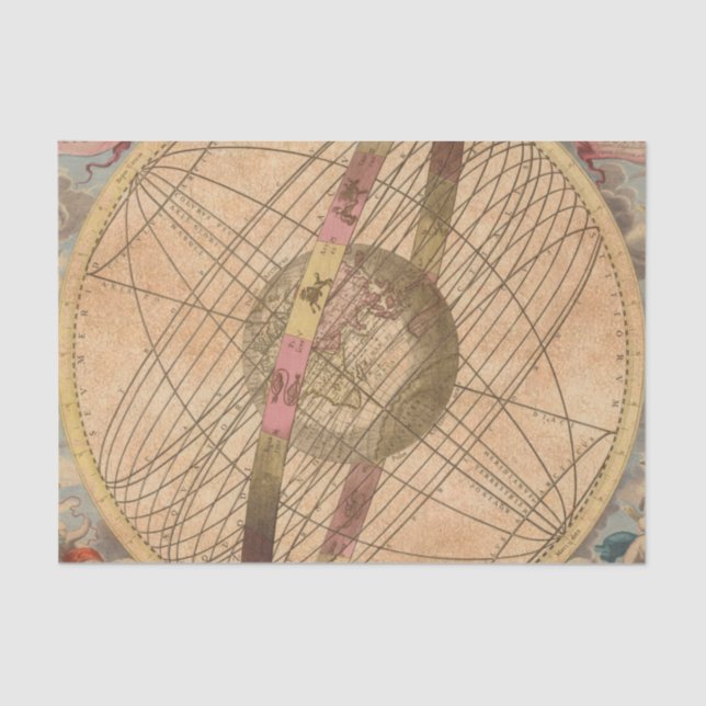 Vintage Map Antique Decoupage Nautical Compass  Tissue Paper (Front)