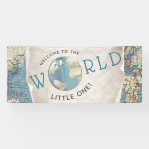 Vintage Map Baby Shower Banners