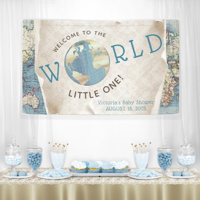 Vintage Map Baby Shower Banners (Creator Uploaded)