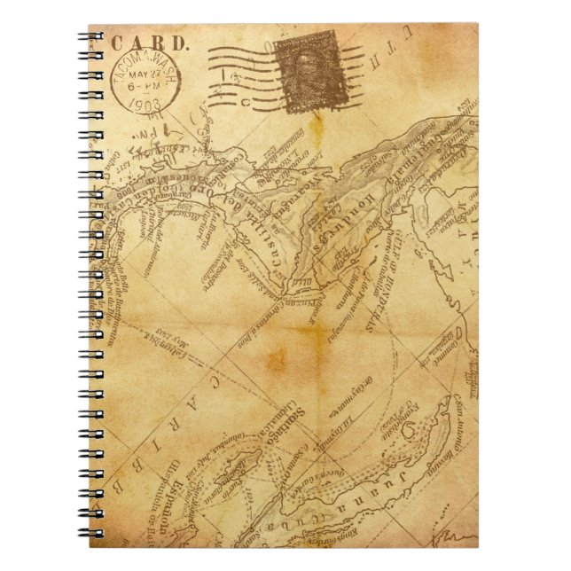 Vintage map background paper notebook (Front)