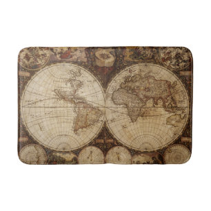 Vintage Map Bath Mat