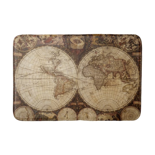 Vintage Map Bath Mat (Front)