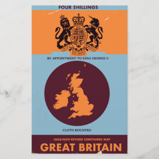 Vintage map book cover of Great Britain. Stationery