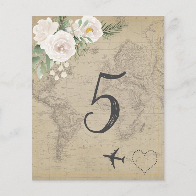 Vintage Map Bridal Shower Game Number 5 (Front)