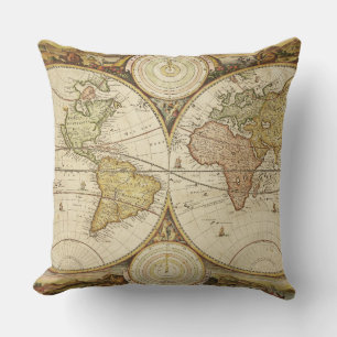 Vintage Map Design Throw Pillow