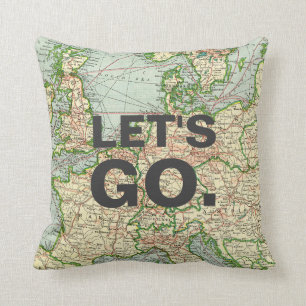Vintage Map Europe Pillow, Custom Quote Cushion