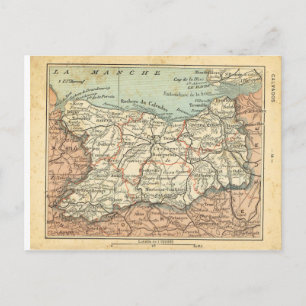 Vintage map France Calvados Postcard