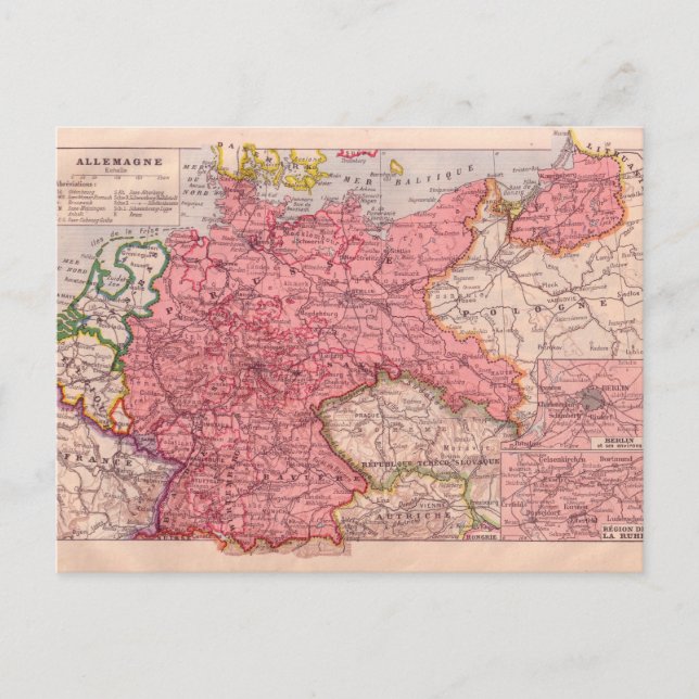 Vintage map,   Germany circa 1920 Postcard (Front)