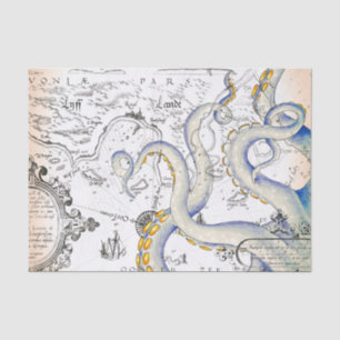 Vintage Map Grunge Tentacles Tissue Paper