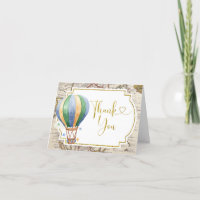 Vintage Map Hot Air Balloon Baby Shower Folded