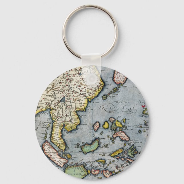 Vintage Map | India to New Guinea Key Ring (Front)