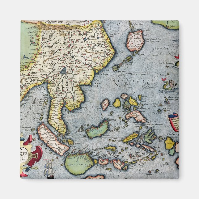 Vintage Map | India to New Guinea Magnet (Front)