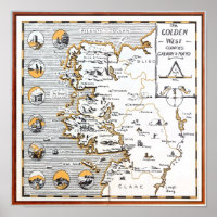VINTAGE MAP IRELAND COUNTIES MAYO / GALWAY