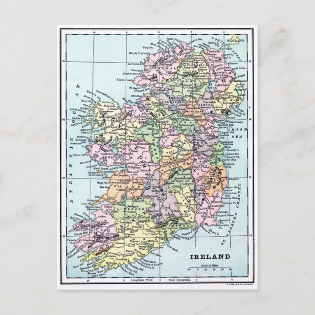 Vintage Map - Ireland Postcard (Front)