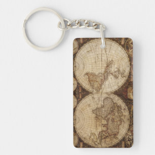 Vintage Map Key Ring