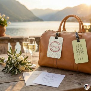 Vintage Map Lake Como Destination Wedding Luggage Tag