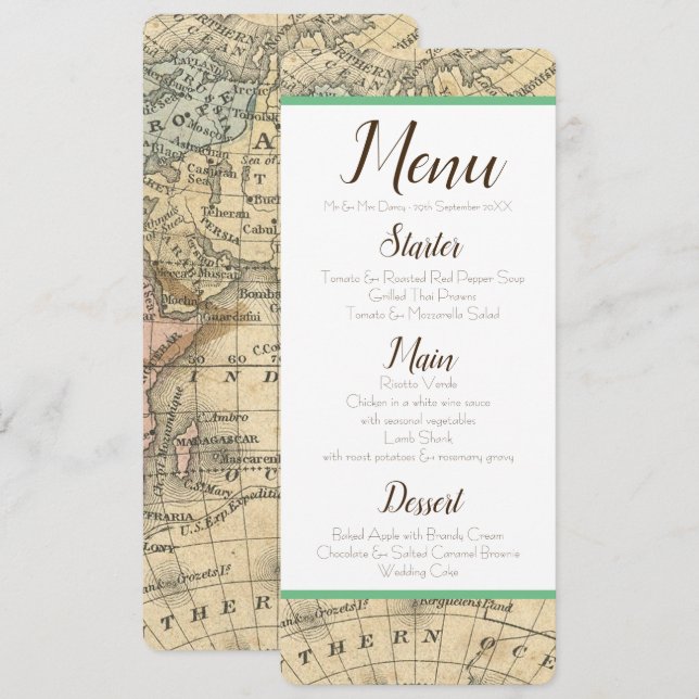 Vintage Map Menu Invitation (Front/Back)