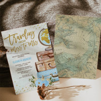 Vintage Map Miss to Mrs Blue Travel Bridal Shower
