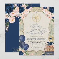 Vintage Map Miss to Mrs Navy Blush Bridal Shower