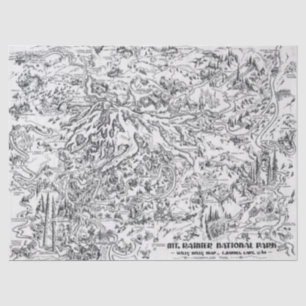 Vintage Map Mount Rainier Pictorial Travel Tissue Paper
