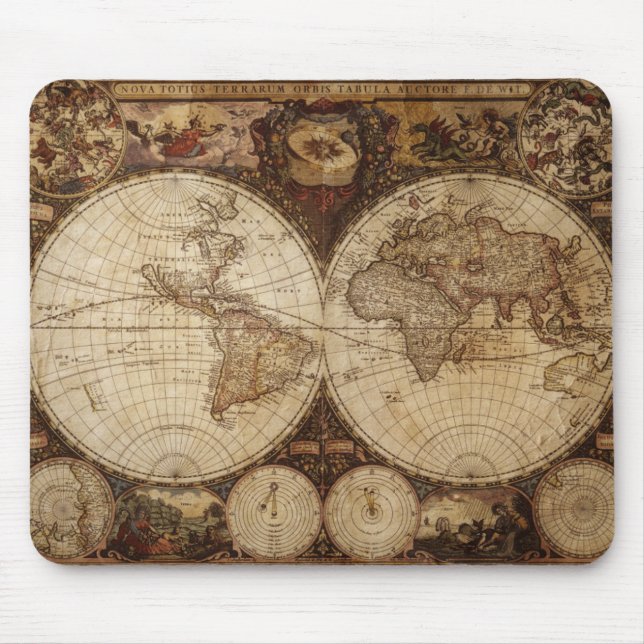 Vintage Map Mouse Mat (Front)