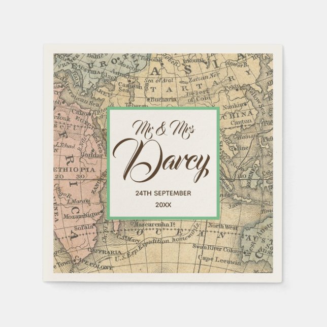 Vintage Map Napkin (Front)